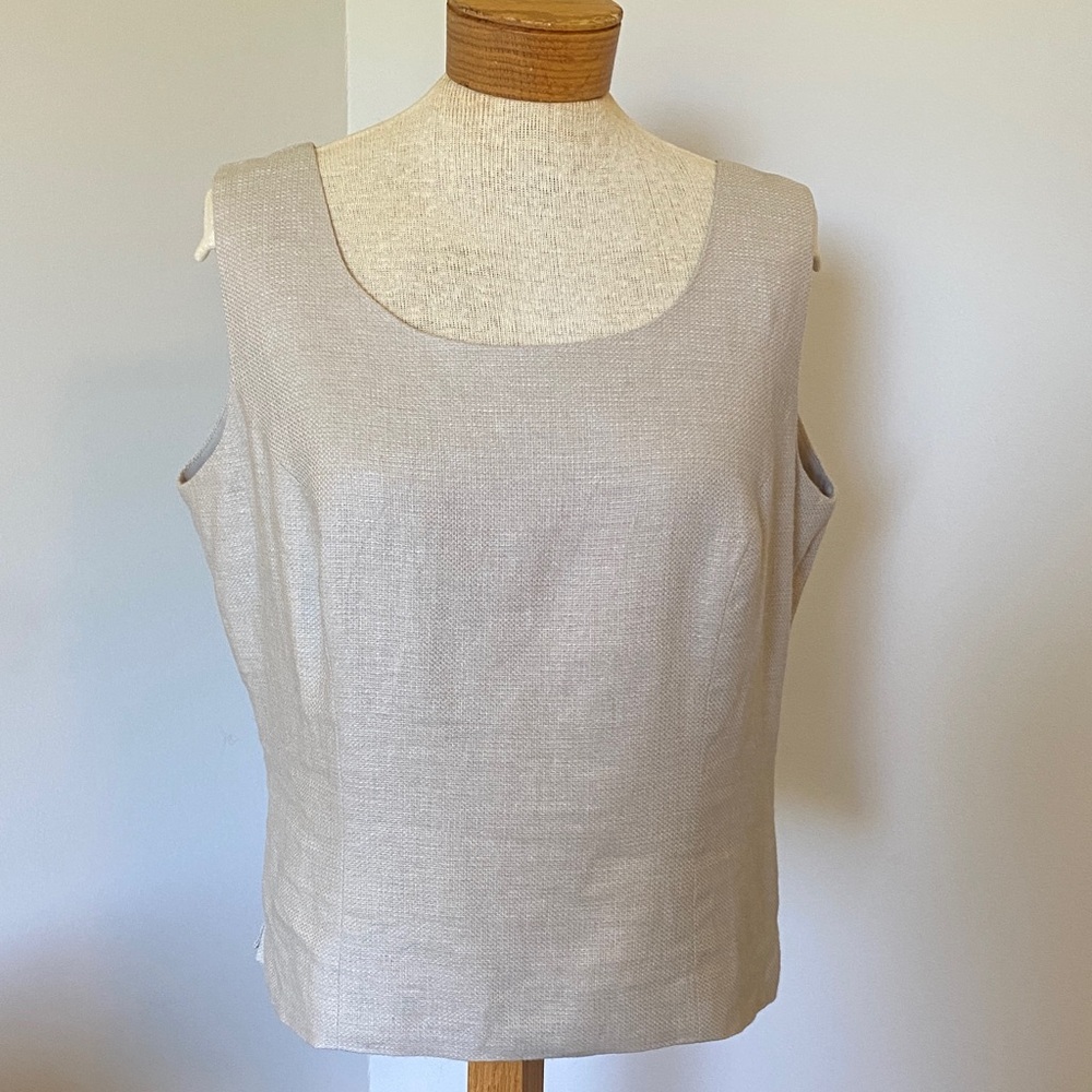 Coldwater creek Y2K bodice style linen blend lined scoop neck tank fitted Sz 14